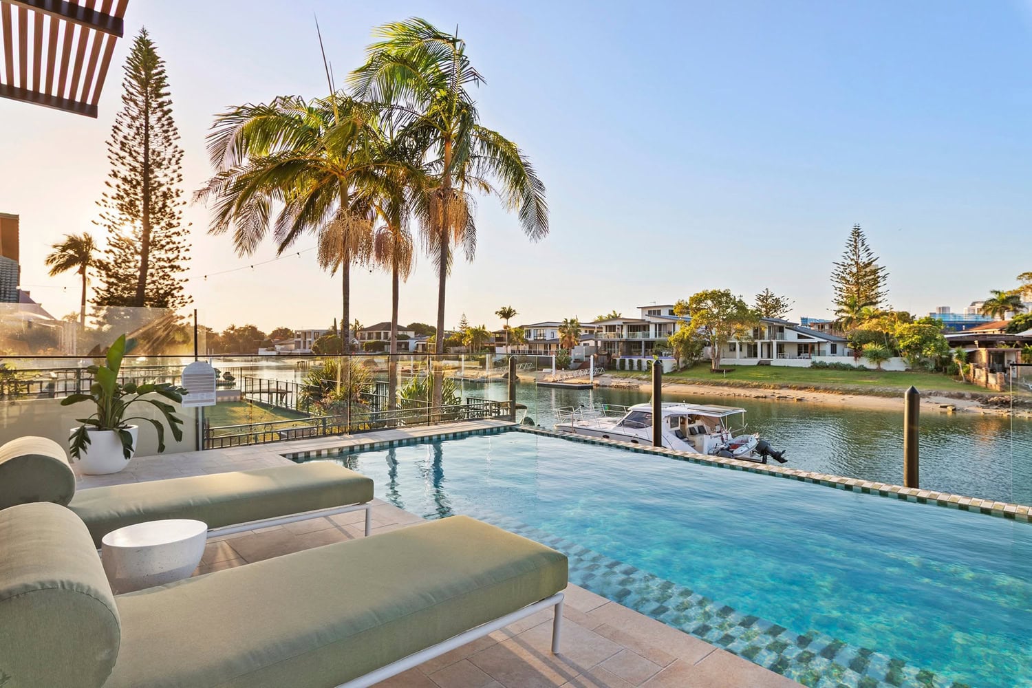 waterfront home designer infinity pool gold coast